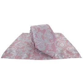 Michelsons of London Vintage Paisley Tie & Pocket Square Set (Pink)