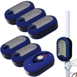 Evelots Magnetic Work Light - 6 Pack - 27 LED Lights - Swivel Hook - Closet, Under Cabinet, Car Repair, Emergency, Travel, Hiking, Camping - Super Bright