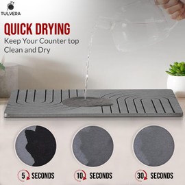 Stone Dish Drying Mat for Kitchen Counter – Diatomaceous Earth Drying Mat | Fast-Absorbing, Minimalist Design, Durable Diatomite | Non-Slip, Heat Resistant, Easy-to-Clean | 16"x12" | USA Brand