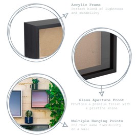 Nicola Spring 8 x 8 3D Shadow Deep Box Photo Frame - Craft Display Picture Frame with 4 x 4 Mount - Black