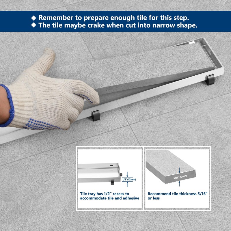 Neodrain 18-Inch Offset Linear Shower Drain with Tile Insert Grate