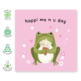 Cute Anniversary Frog Card - 'Frog Flowers' - Romantic Gifts for Husband, Wife, Partner, Other Half, Married Couples, Girlfriend, Boyfriend - Toad Love - Comes with Fun Stickers