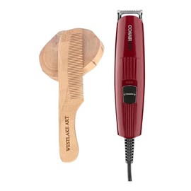 Man Beard Trimmer For Men, 0.1lb Precision Grooming With 5-Position Comb, Nose & Ear Detail Red Trimmer, Bundle With Wooden Comb, Mens Grooming Trimmer Corded - Men'S 4-Piece Set (Pack Of 1)