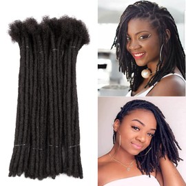 Lovenea Dreadlocks Extensions 100% Remy Human Hair 12 Inch 40 Strands 0.6 cm Width Permanent Full Handmade Locs Natutal Black Color Can be Dyed and Bleached (12 Inch, 40 Strands)