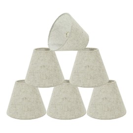 Aspen Creative 32039-6A Small Hardback Empire Shape Chandelier Clip-On Lamp Shade Set (6 Pack), Transitional Design in Off-White, 6" Bottom Width (3" x 6" x 5")