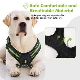 EPETKO No Pull Dog Harness, No Choke Front Clip Large Dog Harness, Adjustable Soft Padded Dog Vest with Easy Control Handle and Reflective Strips Dog Harness for Medium Large Dogs