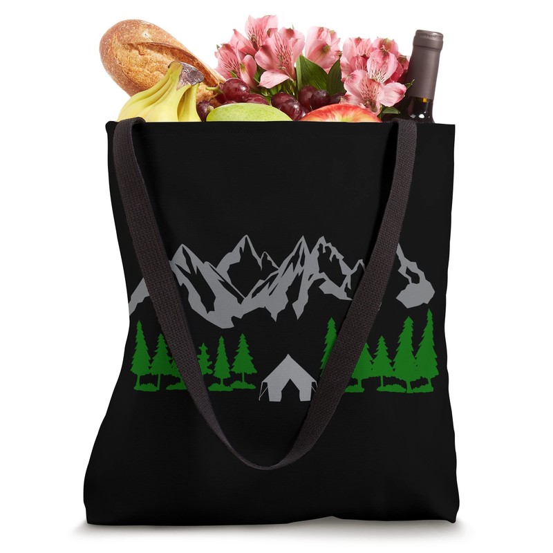 Camping On Mountain Hiking Tent Camper Outdoor Adventure Tote Bag