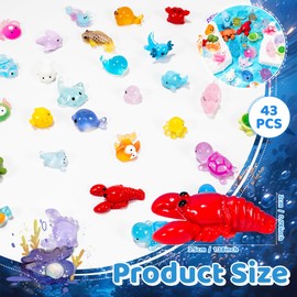 JWAJWY Mini Ocean Animals Figures Tiny Sea Animal Figurines for Aquarium Resin Decor Fish Tank Fairy Garden Dollhouse Potted Plant DIY Crafts