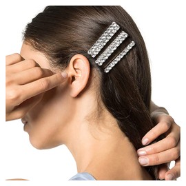 Tzoxal Luxury Hair Clips for Women, Bling Rhinestones Hairpins Barrettes, White Sparkly Hairgrip Hair Headwear Accessories for Party Wedding Daily (A)
