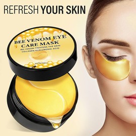 Krmspe Under Eye Mask - 60 PCS Bee Venom Under Eye Patches Anti-Aging & Firming, Hydrating Collagen Eye Patch with Hyaluronic Acid for Wrinkles, Dark Circles, Puffy Eyes, Fine Lines, Eye Bags