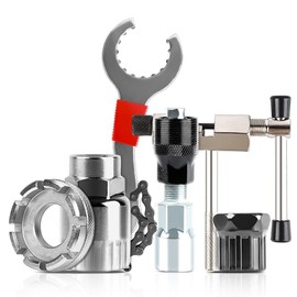 Bike Repair Tool Kit of 6, Bike Sprocket Removal Tool Includes 3-in-1 Cassette Remover Wrench Crank Puller Extractor Chain Breaker Spoke Wrench Freewheel Remover Bottom Bracket Removal Accessories Set