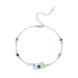 ABIGY Chakra Bracelet 925 Sterling Silver Yoga Bracelets Flowers Bracelet 7 Chakra Bracelets for Women Yoga Gift Birthday Gift, Sterling Silver, Cubic Zirconia