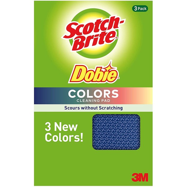 Scotch-Brite Dobie Colors Cleaning Pads, Ideal for Dishwashing, Kitchen, Bathroom and More, Scours Without Scratching (Pack of 8)