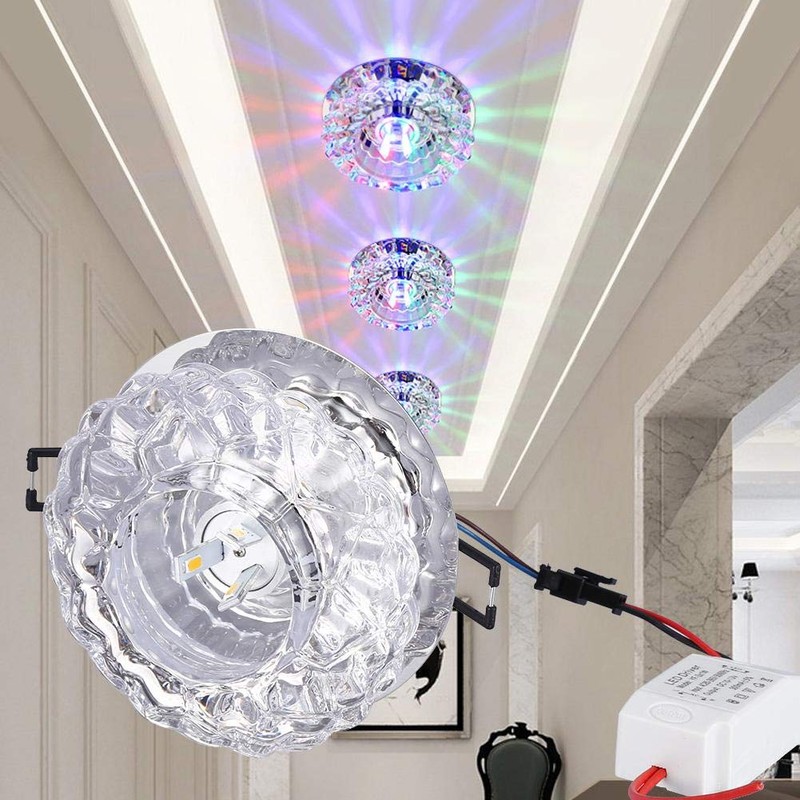 eecoo Crystal LED Downlight, 3W Recessed Ceiling Light with 5-8cm