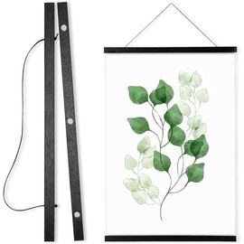 Magnetic Poster Hanger Frame, 12 Inch Wide Black Wood Magnet Poster Frame for Posters, Prints, Photos, Pictures, Maps, Scrolls, and Canvas Artwork - Color: Teak Black, Size: 18 Inch