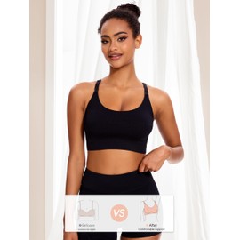 HBselect Nursing Bras for Breastfeeding, Medium-Impact Nursing Sports Bra Support Maternity Bras Pregnancy Wireless Bra Black