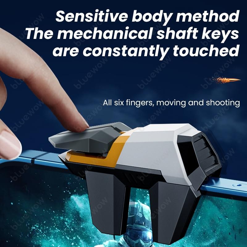 BlueWow 4-Finger Game Assist Trigger | Mobile Gaming Controller for