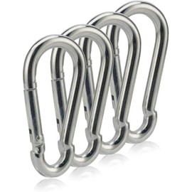Carabiner Clip 3 Inch Spring Snap Hook Heavy Duty 4pcs M4 for Hammock Punching Bags Swing Chairs Gym Equipment Camping Hiking Clip Keychain, Camping, Hiking,Traveling,Fishing (M6 Pair)