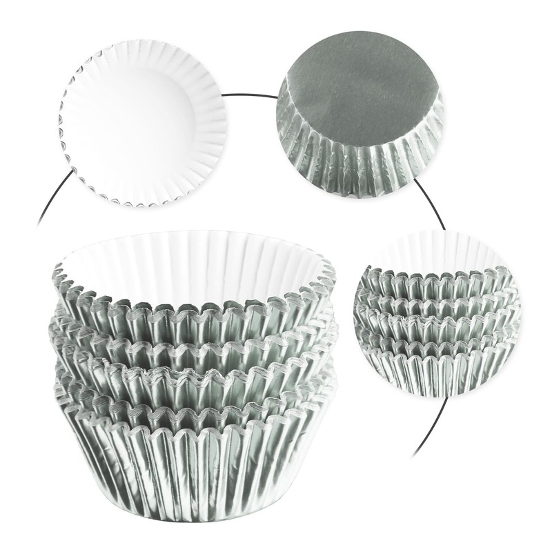 Rumyve 100 Pcs Disposable Baking Cups,Foil Metallic Cupcake Cases,Muffin Liners