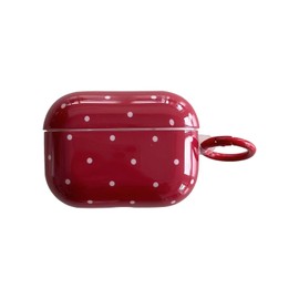 White Polka Dot Red Case with Lock for Airpods 1/2 Gen,Vintage Aesthetic Pattern Stylish Luxury Trendy Retro Girls Women Protective Cover for Airpod 1st 2nd Genetation