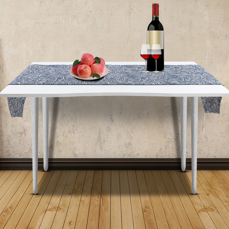 Blue Waves Cotton Linen Tablecloth Table Cover Clean Mat Pad