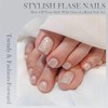 24Pcs False Toenails Short Square Shimmering Nude Press on Nails