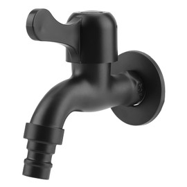 Black Wall Mounted Cold Water Faucet 304 Stainless Steel Outdoor Spigot for Garden Bathroom Balcony Laundry Utility Tap(Washing Machine Faucet)