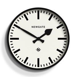 NEWGATE® Number Three Railway Wall Clock - Round Clock - Kitchen Clock - Clocks for Living Room - Office Clock - Contemporary Case - Marker Dial - Station Clock (Black)