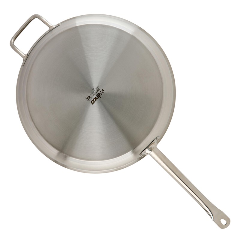 Winco Commercial-Grade Stainless Steel Fry Pan with Helper Handle, Natural