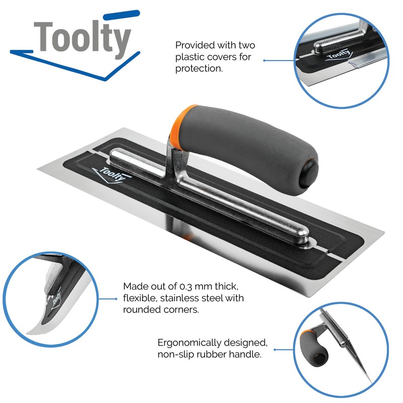 Toolty Ultra Flexible Plaster Finishing Skimming Trowel - Stainless Steel