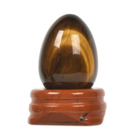 Justinstones Yellow Tiger Eye Natural Gemstone Quartz 30mm Egg Shaped Crystal Healing Chakra Energy Balancing Meditation Home Office Decor Stone with Stone Stand