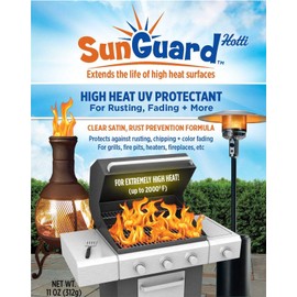SUNGUARD Extreme High Heat (up to 2000°F) UV Protectant Clear Satin Spray Prevents Rusting, Color Fading, Chipping, Corrosion + More (2-Pack)