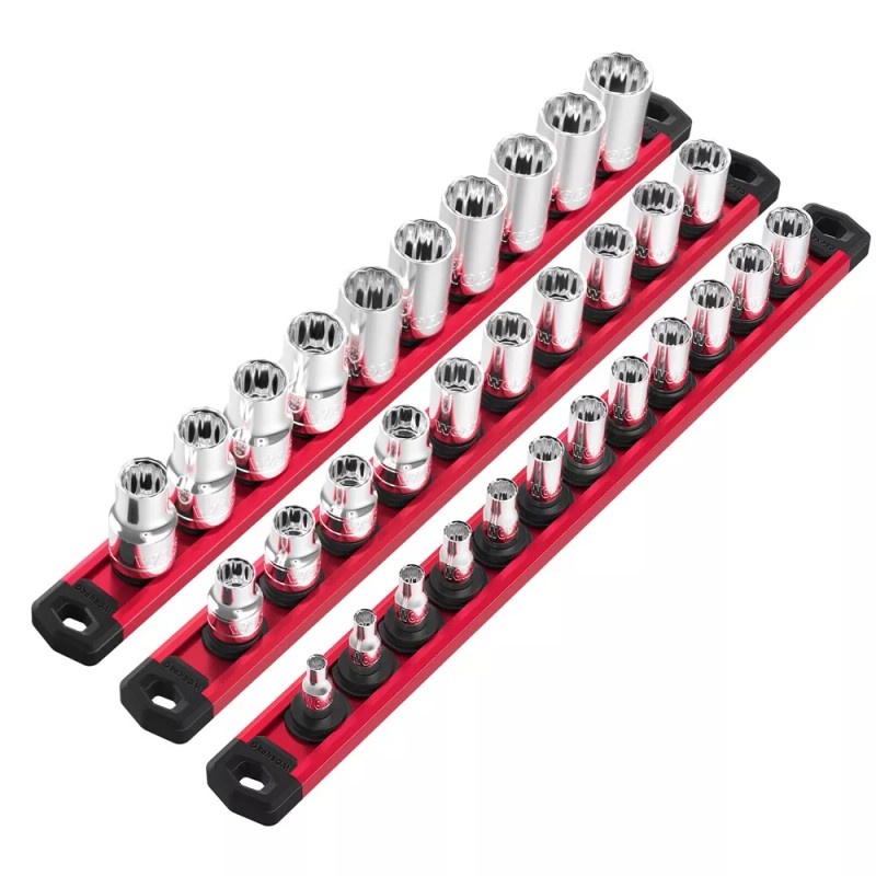 WORKPRO Magnetic Socket Organizer Set 1/4" 3/8" 1/2" Drive Socket