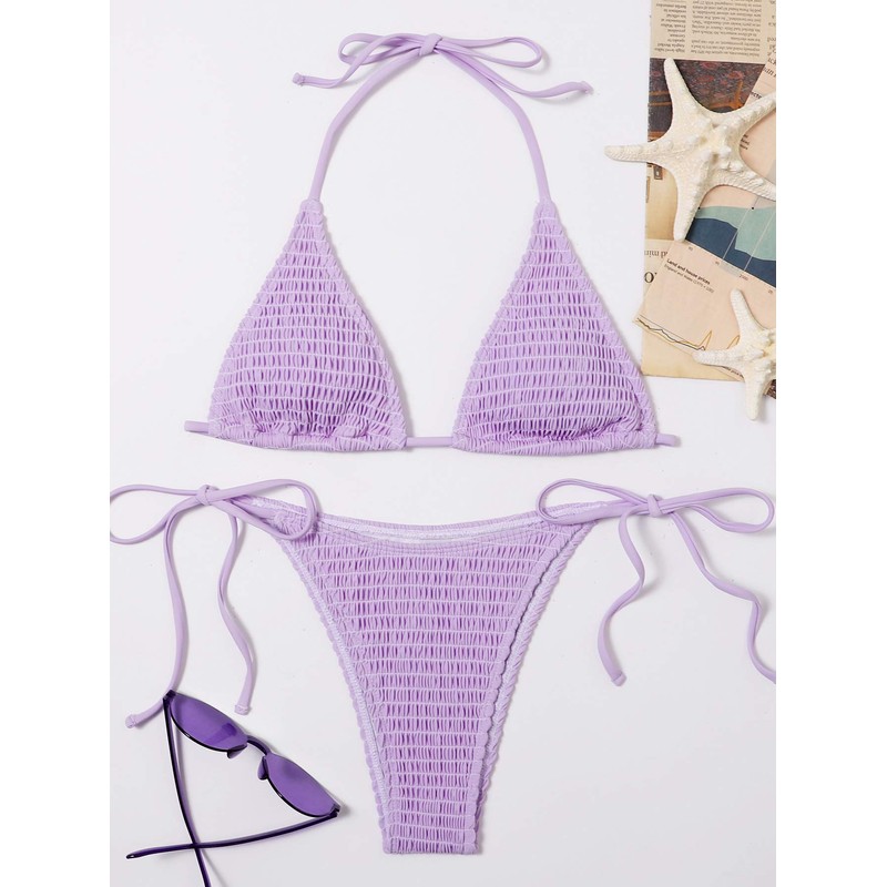 SweatyRocks Traje de baño triangular de 2 piezas para mujer,