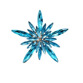 Snowflake Brooch Pearl Rhinestone Austrian Crystal Brooch Lapel Pin Rhinestone Flower Brooch Vintage Christmas Jewelry Accessory for Women (Blue)