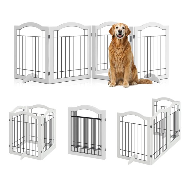 Vantas Folding No-Assembly Dog Door Pet Gate 96" Wide, 30"