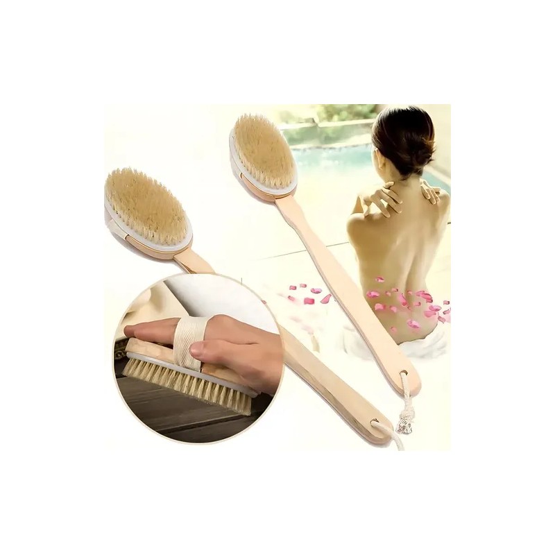 Cepillo Corporal En Seco Cerdas Naturales Mango Removible F