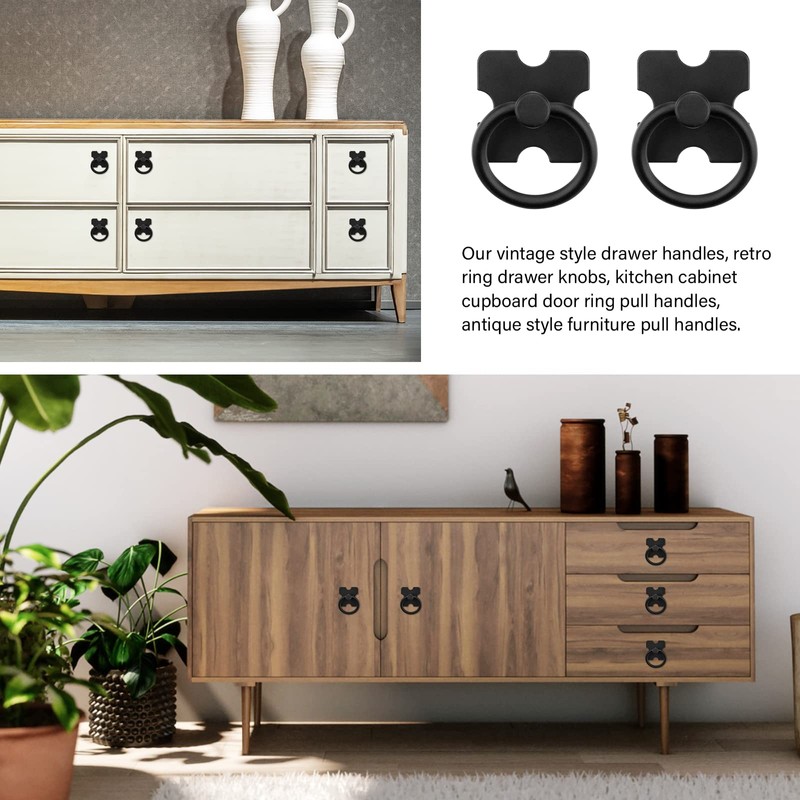 Leikedun Drawer Handles and Ring Pull 4 Pcs Drawer Knobs