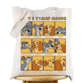 KEYCHIN Lady Dog Tote Bag Tramp Fans Gifts Bella Notte Reusable Grocery Bag Dog Movie Merchandise, Lady Moods Tb