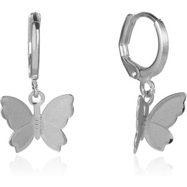 Butterfly Earrings for Women Ladies Girls Gift Her Jewelry Butterfly Drop Dangle Earrings, 1 Count (Pack of 1) (Silver, One size)