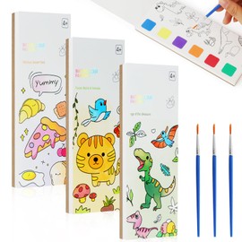 OSDUE 3 Pack Watercolour Colouring Book, Colouring Book with Watercolours for Toddlers, Watercolour Painting Paper for Children Aged 1-4, Magic Book, Craft Gift for Drawing (20 Pages)