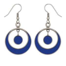 Compressed Lapis Lazuli Gemstone Inlay Drop Dangle 925 Silver Plated Fashion Contemporary Earrings for Women & Teens Designer Party Gift jewelry