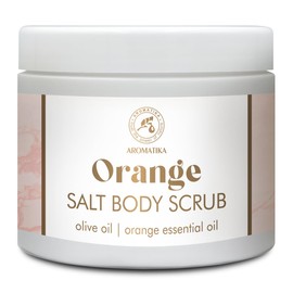 Körperpeeling Orange 500 g - Salz Peeling für Körper - Körperpeeling mit Olivenöl & ätherisches Orangenöl - Aromatisches Körperpeeling - Zitrusduft - Körperpflege - Salt Body Scrub