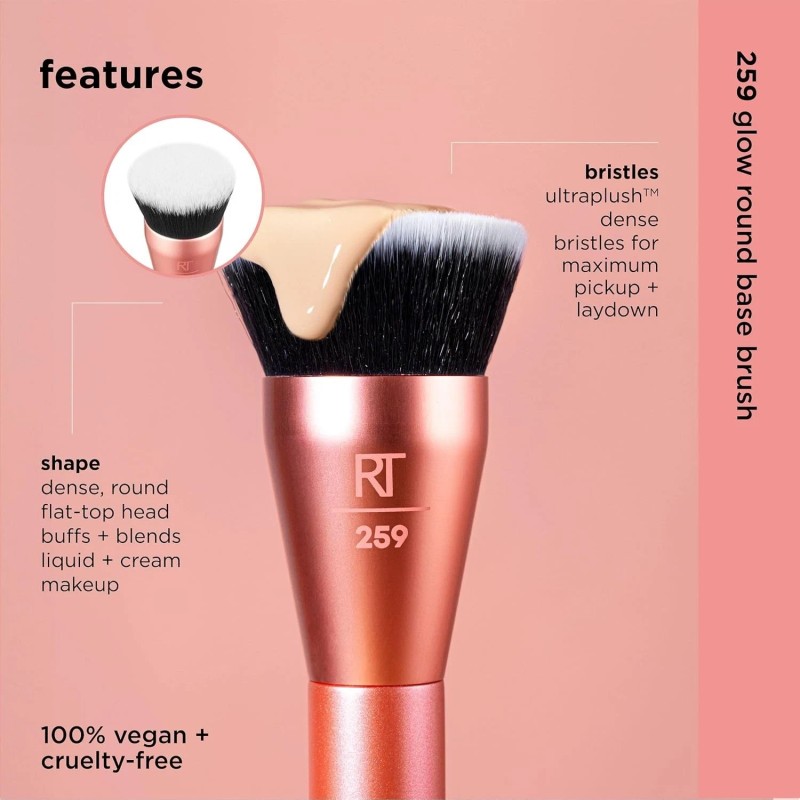 Real Techniques Glow Round Base Makeup Brush, For Liquid &