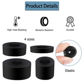 Pack of 20 Rubber Spacers Kit (M10), Black Nylon Spacer Sleeves, Rubber Washers for DIY Damping, Absorbent, Spacer Sleeves 5 Pieces per Size (30 x 15 mm, 20 x 16 mm, 25 x 10 mm, 25 x 5 mm)