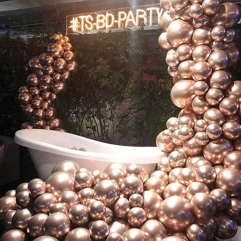 PartyWoo Metallic Rose Gold Balloons 140pcs Different Sizes of 18