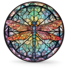 Spare Tire Cover for RV Trailer, Glass Dragonfly Pattern Tire Covers Universal Fit for Travel Trailer Camper Jeep RV SUV Truck Waterproof Wheel Cover (14 inch for Diameter 25” - 27”),A-789