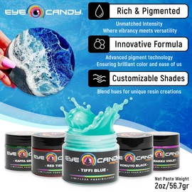 Eye Candy Turquoise Blue Pigment Paste Tiffi Blue (2 oz/RAL 6027) | Epoxy, Resin Art Paste | Highly Pigmented | Resin Art | Woodworking (Tiffi Blue)