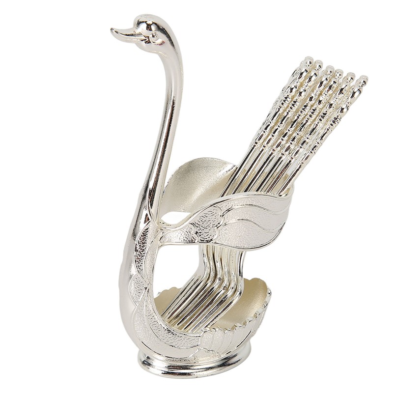 Swan Base Holder Forks Set Aluminum Silver Fashion Rustproof Decorative