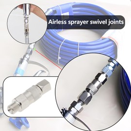 Micro Traders 1PC Swivel Joint High Pressure 1/4 Inch Male - 1/4Inch FemaleHigh Pressure Washer Swivel Joint 66.2x16.9mm for Airless Sprayers Hose Connector Stainless Steel Spray Gun Swivel Joint
